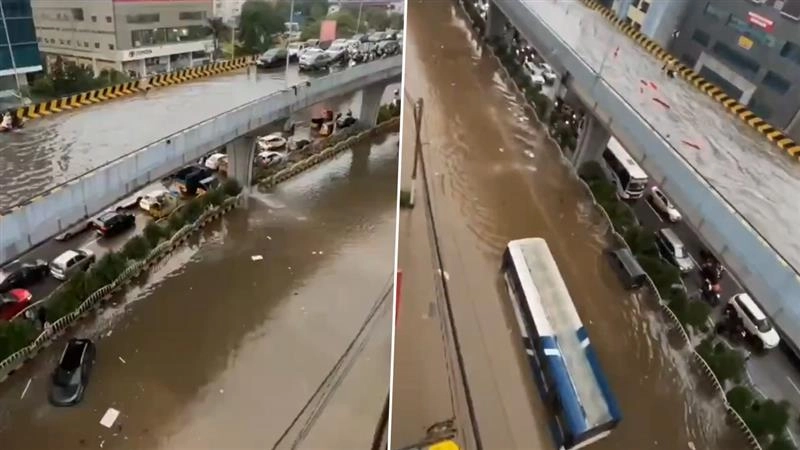 Hyderabad Flyover Flooded: সেতু না নদী? ব্রিজের উপর জলে ভাসছে গাড়ি, ভাইরাল ভিডিয়ো
