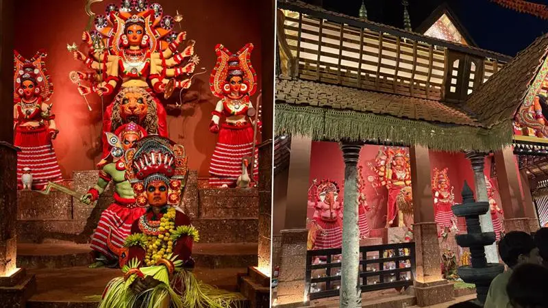 Durga Puja 66 Pally Pandal 2025: গায়ে কাঁটা দেওয়া কেরলের নাচের অনবদ্য থিম ৬৬ পল্লীতে, দেখুন ভিডিও