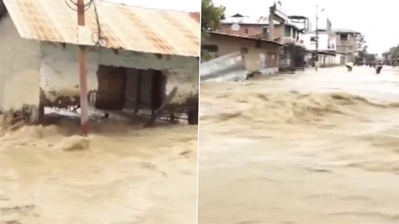 Manipur: ইম্ফলে ভয়াবহ বন্যা, জলে ডুবে রাস্তাঘাট ও বাড়িঘর