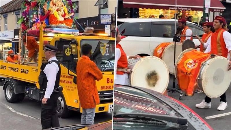 Ganesh Visarjan 2025:  লণ্ডনের রাস্তা কার্যত স্তব্ধ, ঢোল তাসা নিয়ে গণেশ বিসর্জনে প্রবাসী ভারতীয়রা (দেখুন ভিডিও)