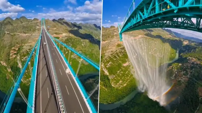 Huajian Grand Canyon Bridge: নীচে রামধনু রংয়ের জল ঝরছে অবিরত, বিশ্বের সর্ববৃহৎ সেতু উদ্বোধন করে বিস্ময় ঘটাল চিন, দেখুন সেই ভিডিয়ো