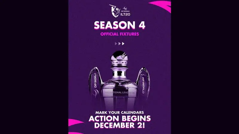ILT20 Season 4: এক মাস এগিয়ে শুরু হতে চলেছে আইএল টি২০’র আসর,২ ডিসেম্বর থেকে এবং চলবে ২ জানুয়ারি পর্যন্ত
