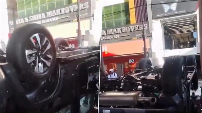 Thar Accident Video: থর কিনে মহাবিপত্তি, শোরুম ভেঙে নতুন গাড়ি উড়ল আকাশে, তারপর...