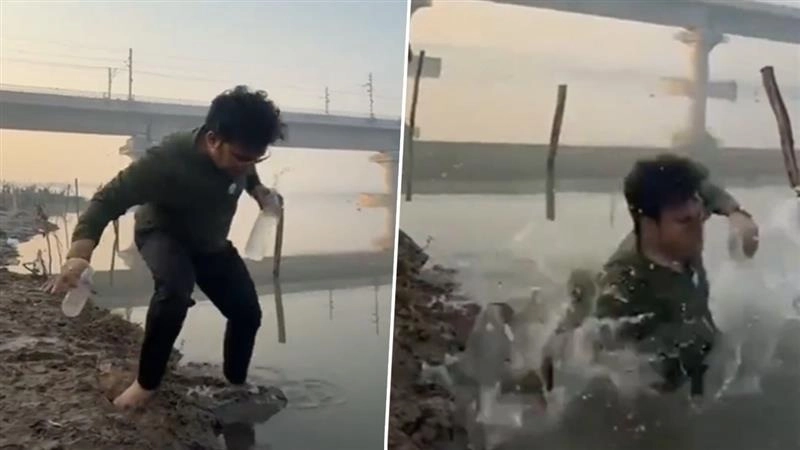 BJP Leader Falls Into Yamuna River: যমুনার 'পরিষ্কার' জল খেতে গিয়ে নদীতে পড়লেন বিজেপি নেতা, ভাইরাল ভিডিয়ো