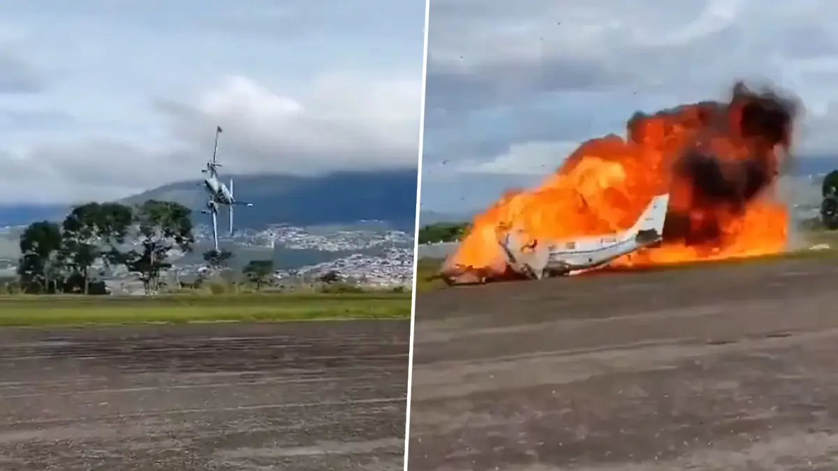Plane Crash: রানওয়ে থেকে উড়তে গিয়ে উলটে পড়ে ভাঙল বিমান, প্রবল বিস্ফোরণে নিমেষে শেষ সবকিছু, ভিডিয়ো