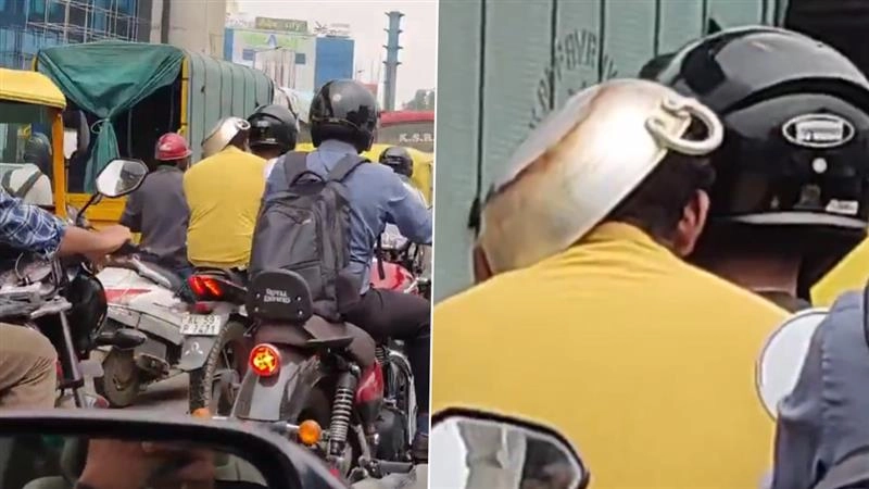 Frying Pan as Helmet Video: হেলমেট নেই, ফাইন থেকে বাঁচতে তাই মাথায় ফ্রাইং প্যান চাপালেন বাইক যাত্রী, দেখুন ভিডিও