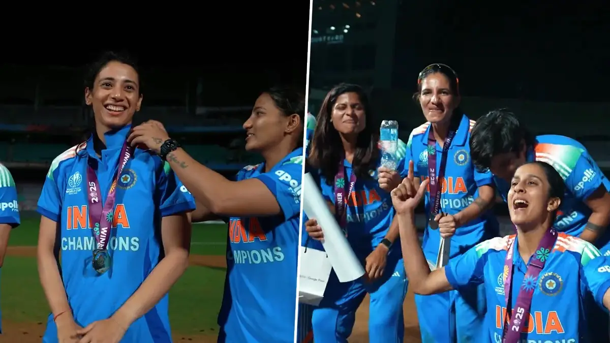 'Rahega Sabse Upar Tiranga': 'না লেগা কোয়ি পাঙ্গা, রহেগা সবসে উপর তিরঙ্গা', বিশ্ব জয়ের পর ভারতের বাঘিনীদের গর্জন, গান গাইলেন হরমনপ্রীত, রিচা, জেমাইমারা, দেখুন ভিডিয়ো