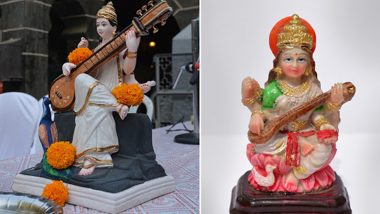 Saraswati Puja: হলুদ শাড়িতে ম্যাচিং মাস্ক, পাঞ্জাবির পকেটে স্যানিটাইজারের উঁকি; আজ সরস্বতী পুজো