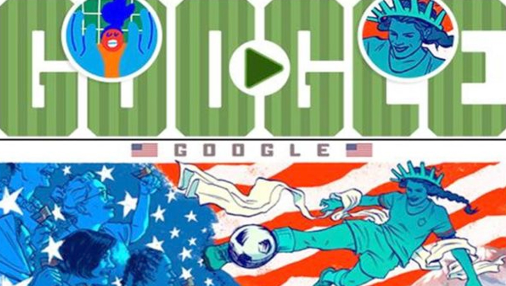 মহিলা ফুটবল বিশ্বকাপ ২০১৯: গুগল ডুডলে আজ স্ট্যাচু ছেড়ে বেরিয়ে এসে লিবার্টির প্রতীক সেই মহিলাও ফুটবল খেলছে
