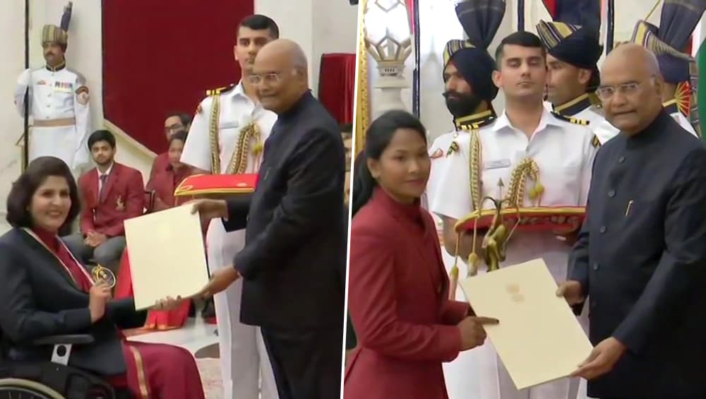 রাষ্ট্রপতির হাত থেকে অর্জুন পুরস্কার নিলেন 'সোনার মেয়ে' স্বপ্না বর্মন, দীপা মালিকের হাতে খেলরত্ন তুলে দিলেন রামনাথ কোবিন্দ রাষ্ট্রপতির হাত থেকে অর্জুন পুরস্কার নিলেন 'সোনার মেয়ে' স্বপ্না বর্মন, দীপা মালিকের হাতে খেলরত্ন তুলে দিলেন রামনাথ কোবিন্দ