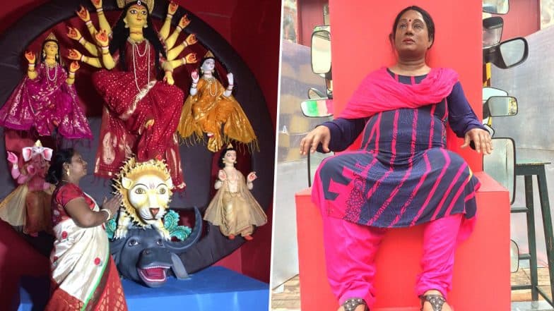 Durga Puja 2019: জ্যান্ত দুর্গার হাতে চক্ষুদান প্রতিমা দুর্গার; নর্থ ত্রিধারার থিম স্টিয়ারিং হাতে দুর্গা Durga Puja 2019: জ্যান্ত দুর্গার হাতে চক্ষুদান প্রতিমা দুর্গার; নর্থ ত্রিধারার থিম স্টিয়ারিং হাতে দুর্গা
