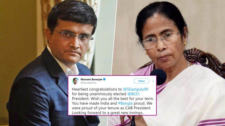 BCCI সভাপতি হতে চলায় সৌরভ গাঙ্গুলিকে শুভেচ্ছা মুখ্যমন্ত্রী মমতা ব্যানার্জির BCCI সভাপতি হতে চলায় সৌরভ গাঙ্গুলিকে শুভেচ্ছা মুখ্যমন্ত্রী মমতা ব্যানার্জির