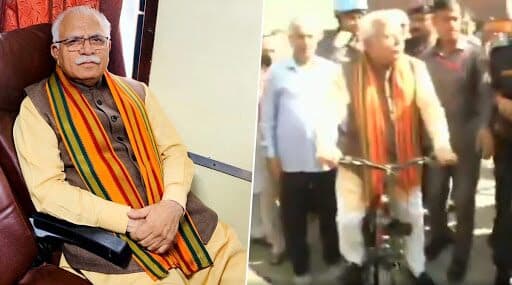 Haryana Assembly Elections 2019: সাইকেল চড়ে ভোট দিতে এলেন হরিয়ানার মুখ্যমন্ত্রী মনোহর লাল খাট্টার Haryana Assembly Elections 2019: সাইকেল চড়ে ভোট দিতে এলেন হরিয়ানার মুখ্যমন্ত্রী মনোহর লাল খাট্টার