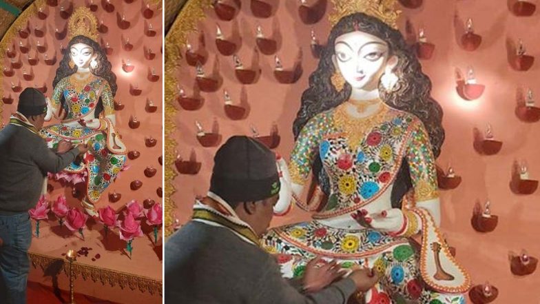 Saraswati Puja 2020: গলায় ভোটার ভোটার আইডি কার্ড ঝুলিয়ে হাজির বাগদেবী, সরস্বতী পুজোর থিম NRC, CAA, NPR