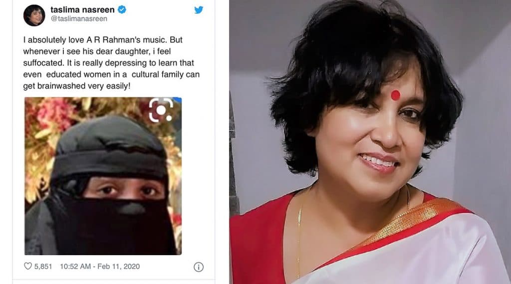 Burqa Controversy: তসলিমা নাসরিনের বিস্ফোরক মন্তব্যের কড়া জবাব গায়ক এ আর রহমানের কন্যা খাতিজার Burqa Controversy: তসলিমা নাসরিনের বিস্ফোরক মন্তব্যের কড়া জবাব গায়ক এ আর রহমানের কন্যা খাতিজার