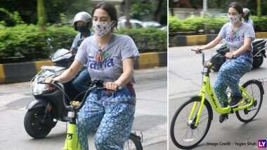 Sara Ali Khan Enjoys a Bicycle Ride: গাড়ি ছেড়ে সাইকেলে অভিনত্রী সারা আলি খান, দেখুন ছবি