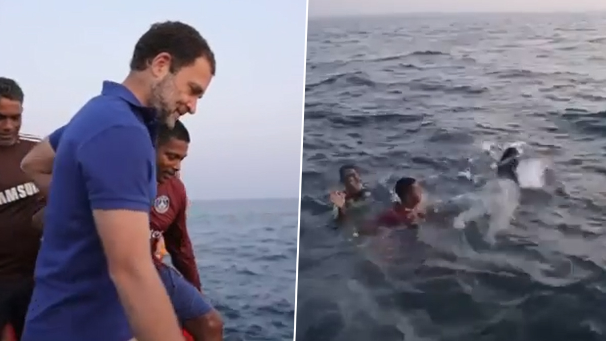 Rahul Gandhi Swims in Arabian Sea: কেরালার সমুদ্রে সাঁতার রাহুল গান্ধির, সঙ্গী মৎস্যজীবীরা; দেখুন ভিডিও