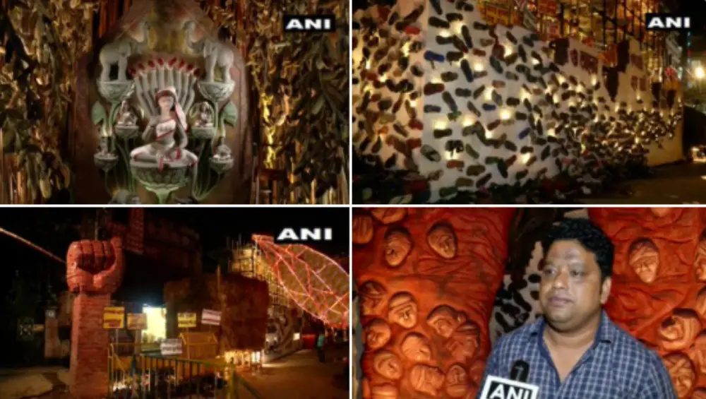 Dum Dum Park Durga Puja Pandal: তেভাগা থেকে সাম্প্রতিক,দমদম পার্কের পুজোয় এবার কৃষক বিদ্রোহ (দেখুন ছবি)