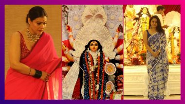 Durga Puja 2021: মহা সপ্তমীতে পুজো প্যান্ডেলে কাজল, সুমনা চক্রবর্তীরা