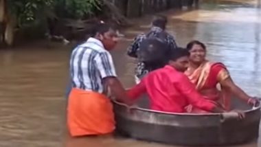Kerala Rain: এক নাগাড়ে বৃষ্টি, কেরলে জলে ভেসে বিয়ে করতে গেলেন দম্পতি