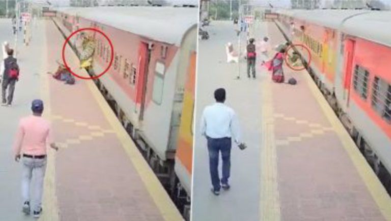 Brave RPF Officer Saves Woman From Crushing Under Train: নামতে গিয়ে চলন্ত এক্সপ্রেসের তলায় মহিলা, টেনে তুললেন আরপিএফ কর্মী (দেখুন ভিডিও)