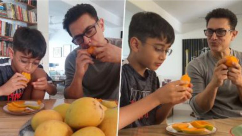 Father-Son Bonding: ছেলে আজাদের সঙ্গে আম খাচ্ছেন আমীর খান, (দেখুন ছবি)