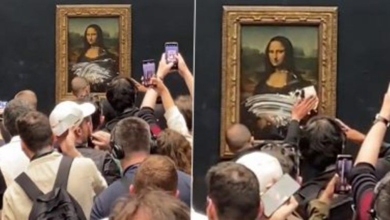 Mona Lisa Portrait Gets Caked: মোনালিসার ছবিতে কেক মাখাচ্ছে বৃদ্ধারূপী পুরুষ, ল্যুভর মিউজিয়ামে হুড়োহুড়ি (ভাইরাল ভিডিও)