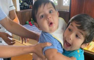 Taimur Ali Khan Protecting Baby Brother Jeh: ছোট ভাই জেহকে আগলে রাখছে তৈমুর, দেখুন ছবি