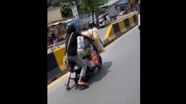 Viral Video: স্কুটারে বসার জায়গা নেই, তার মধ্যেই রাস্তায় ছুটছেন আরোহী, ভাইরাল ভিডিয়ো