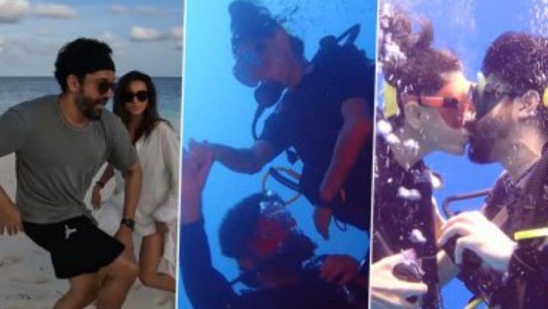 Shibani Dandekar And Farhan Akhtar Enjoy Scuba Diving: মালদ্বীপে স্কুভা ডাইভিং করছেন ফারহান-শিবানী, দেখুন ভিডিও