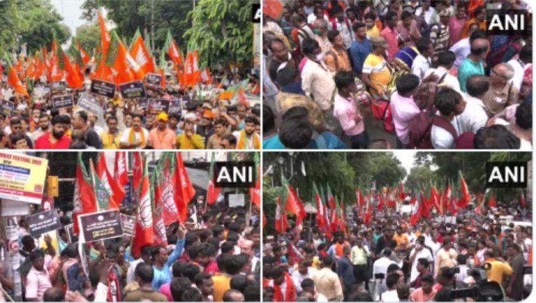 BJP Protests On SSC Scam: এসএসসি-তে নিয়োগ দুর্নীতির প্রতিবাদে কলকাতার রাজপথে বিজেপি (দেখুন ছবি)