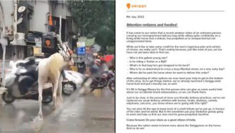 Swiggy-Wide Horse-Hunt: বর্ষণ মুখর মুম্বইয়ে ঘোড়ায় চড়ে খাবার ডেলিভারি, ওই কর্মীকে খুঁজছে স্যুইগি