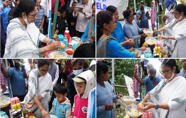 Darjeeling: দার্জিলিংয়ে বাচ্চাদের নিজের হাতে ফুচকা খাওয়াচ্ছেন মমতা বন্দ্যোপাধ্যায়, দেখুন ছবি