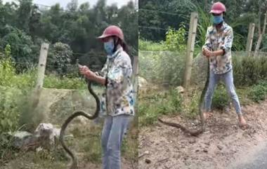 Viral Video: এক হাতে বিরাট সাপকে ধরে নাস্তানাবুদ মহিলার, রোমহর্ষক ভিডিও ভাইরাল সোশ্যাল মিডিয়ায় (দেখুন ভিডিও)