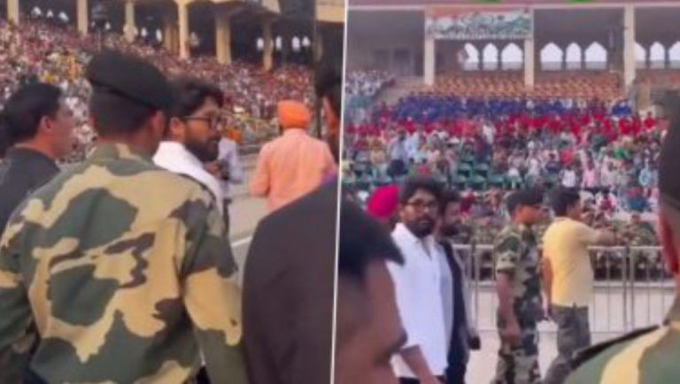 Allu Arjun Visits The Attari Border: স্ত্রী সন্তানদের নিয়ে আট্টারি সীমান্তে ঘুরছেন অল্লু অর্জুন, বিএসএফ-এর সঙ্গে পোজও দিলেন