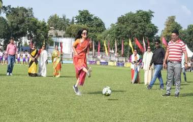 MP Cup 2022: সাংসদের ফুটবল স্কিলে মাত নেটিজেনরা, শাড়ি পরেই মাঠের মাঝে মহুয়া মৈত্র