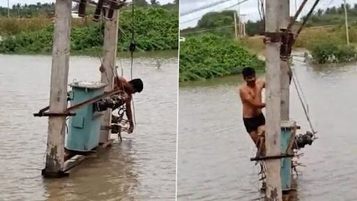 Video: বন্যার ভাসছে চারিদিক, সাঁতরে গিয়ে ইলেকট্রিক ট্রান্সফরমার চালু করলেন লাইনম্যান; দেখুন ভিডিও