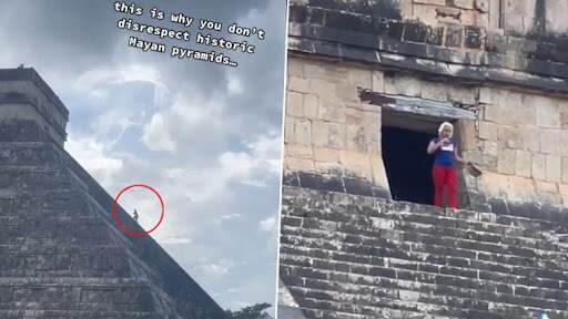 Mayan Pyramid: প্রাচীন পিরামিডে ওঠার শাস্তি! ভি়ডিয়োতে দেখুন বিদেশিনীকে বোতল ছুঁড়ে মারছে উত্তেজিত জনতা