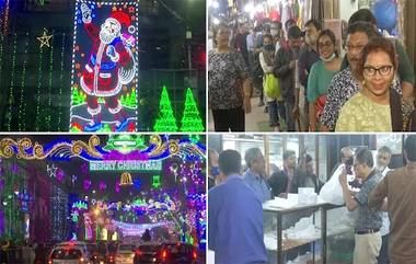 Christmas Celebrations Begin In Kolkata: আলোর রোশনাইয়ে ঝলমলে পার্কস্ট্রিট, বেকারিতে জমছে ভিড় কেকের ক্রেতাদের