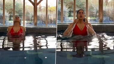 Sara Ali Khan Swimming Pool Video: লালরঙা স্বল্পাবাসে জল থেকে উঠছেন সারা আলি খান, ভাইরাল ভিডিয়ো