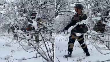 BSF Patrolling In Heavy Snow In Kashmir: প্রচণ্ড তুষারপাতেও কর্তব্যে অবিচল বিএসএফ, দেখুন ভিডিয়ো