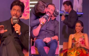 Shah Rukh Khan Kisses John Abraham: 'পাঠান'-এর আকাশছোঁয়া সাফল্যের পর জনকে চুম্বন শাহরুখের, হেসে ফেললেন দীপিকা, দেখুন