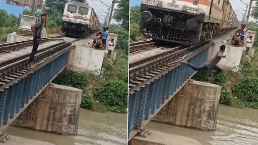 Viral video: রেলব্রিজে দাঁড়িয়ে ভয়ানক স্টান্ট যুবকের, ভিডিও সোশ্যাল মিডিয়ায় আসতেই প্রতিবাদে নেটিজেনরা (দেখুন ভিডিও)