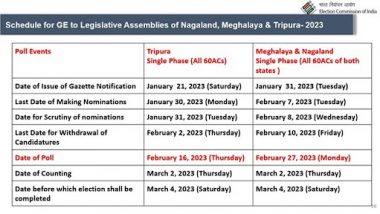 Tripura Assembly Election 2023: প্রকাশ পেল ত্রিপুরা বিধানসভা নির্বাচনের নির্ঘন্ট, ফল প্রকাশ হবে ২রা মার্চ