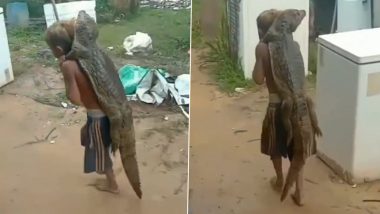 Viral Video: কুমিরকে কাঁধে চাপিয়ে ঘুরছে বালক, দেখুন অবাক করা দৃশ্য