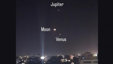 Jupiter, Venus and Moon Together In Sky: রাতের আকাশে অদ্ভুদ দৃশ্য, চাঁদের পাশে, উদয় বৃহস্পতি, শুক্রর