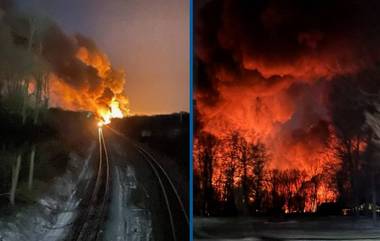 Train Fire: রাসায়নিক বোঝাই ট্রেন লাইনচ্যুত হয়ে ভয়াবহ আগুন, খালি করতে হল অর্ধেক শহর, দেখুন ভাইরাল ভিডিয়ো