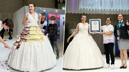 Cake Dress: কেকে দিয়ে তৈরি বিয়ের পোশাক, বিশ্ব রেকর্ড তরুণীর