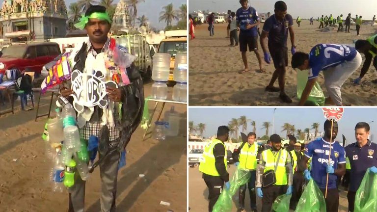 Chennai: বিশ্বের দ্বিতীয় দীর্ঘতম মেরিনা সমুদ্র সৈকতে সাফাই অভিযান, অংশ নিলেন চেন্নাইয়ান ক্লাবের ফুটবলাররা