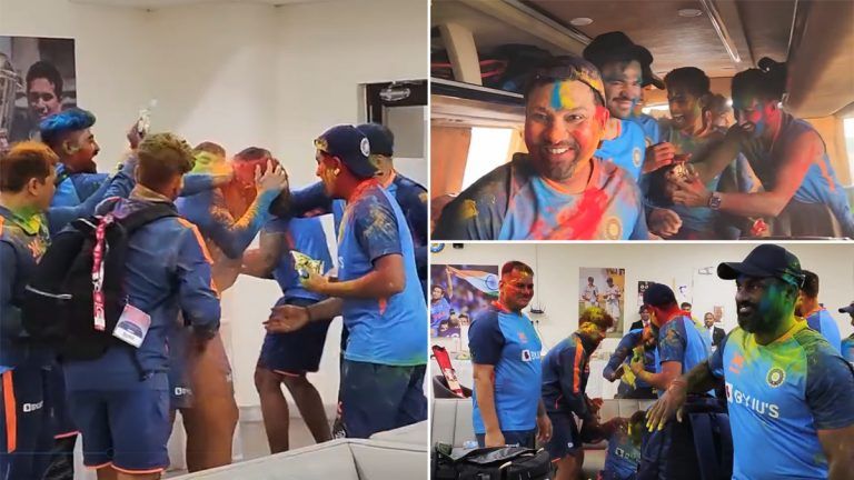 Indian Team Playing Holi 2023: আহমেদাবাদ হোলির মেজাজে ভারতীয় দল (দেখুন ভিডিও)